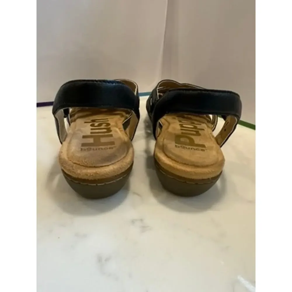 Hush‎ Puppies Moyen Black Leather Comfort Sandals Womens Size 7 Travel Capsule
